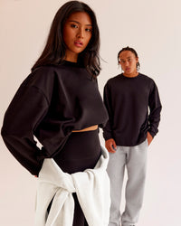 Duo wearing AfterDark ZeroCrease Long Sleeve Tee - Black | Model:Both | Size:Duo | Thumbnail Index: 0