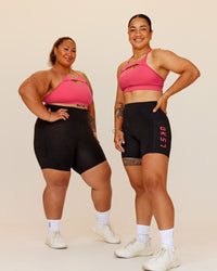 Woman wearing Be Bold Sports Bra - Bright Raspberry | Model:Both | Size:Duo | Thumbnail Index: 4