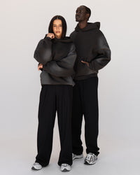 Duo wearing Memory In Motion 500gsm Ultra Heavyweight Washed Hoodie - Charcoal Washed | Model:Both | Size:Duo | Thumbnail Index: 16