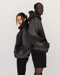 Duo wearing Memory In Motion 500gsm Ultra Heavyweight Washed Hoodie - Charcoal Washed | Model:Both | Size:Duo | Thumbnail Index: 14