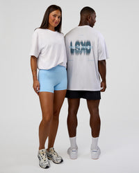 Duo wearing Abstract Haze FLXCotton Tee - White-Blue Aura | Model:Both | Size:Duo | Thumbnail Index: 0