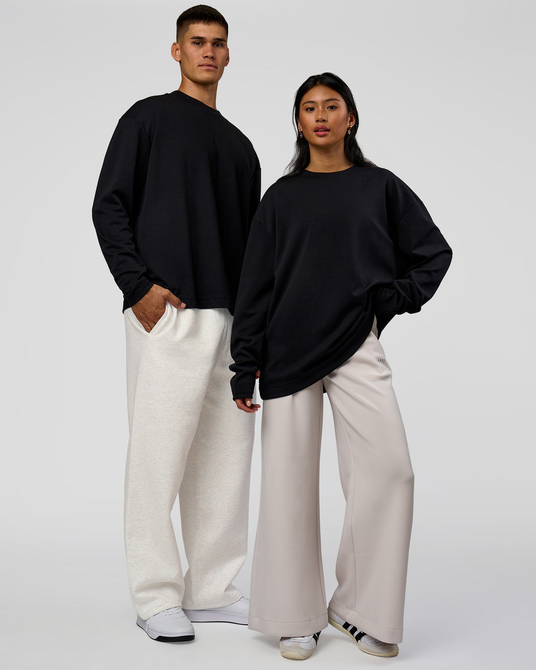 Duo wearing AfterDark ZeroCrease Long Sleeve Tee - Black | Model:Both | Size:Duo - view 13