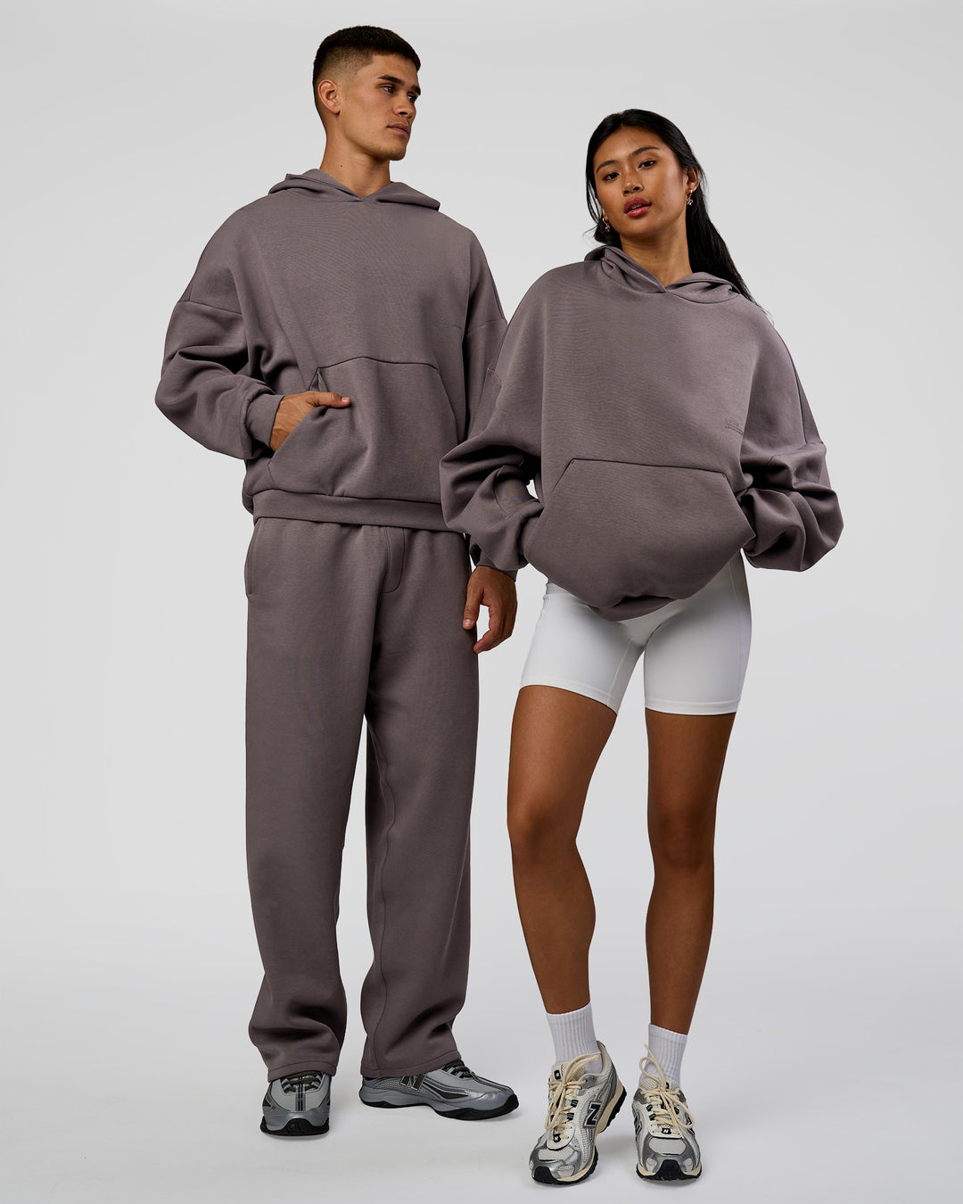 Duo wearing AfterDark ZeroCrease Oversized Hoodie - Duskstone | Model:Both | Size:Duo - view 1