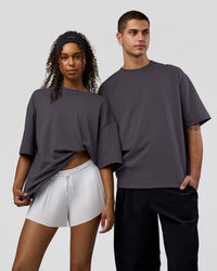 Duo wearing AfterDark ZeroCrease Oversized Tee - Dark Storm | Model:Both | Size:Duo | Thumbnail Index: 0