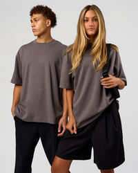 Duo wearing AfterDark ZeroCrease Oversized Tee - Duskstone | Model:Both | Size:Duo | Thumbnail Index: 0