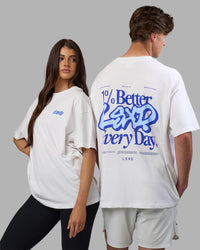 Duo wearing Break Through Heavyweight Oversized Tee - White-Power Cobalt | Model:Both | Size:Duo | Thumbnail Index: 0