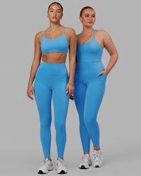 Woman wearing Elixir Ultra High-Rise Full Length Legging Pockets - Azure Blue | Thumbnail Index: 8