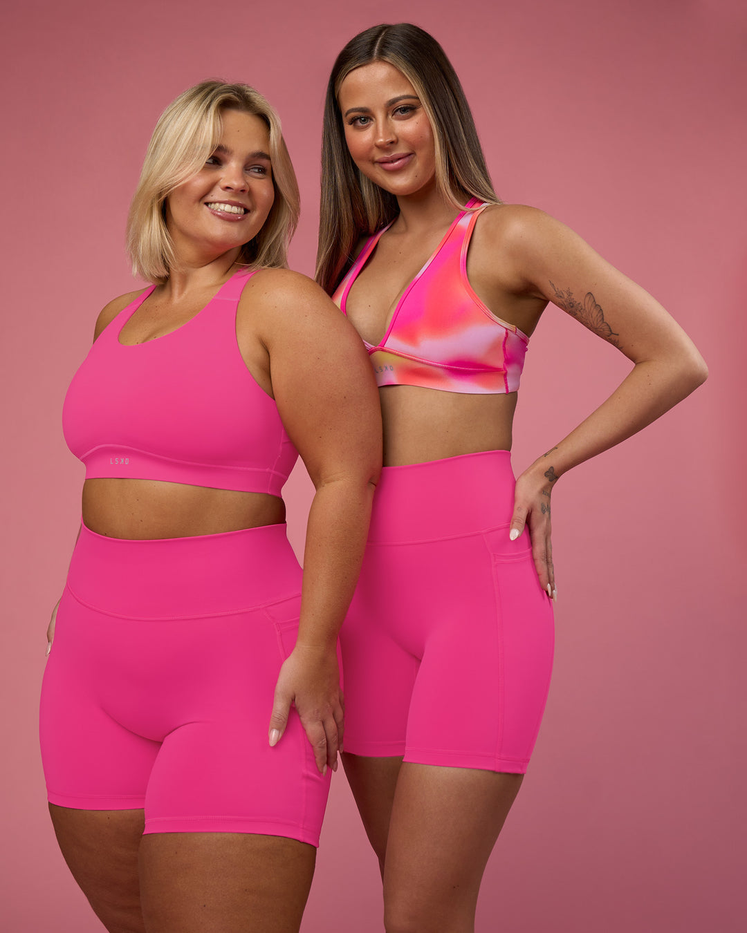 Woman wearing Fusion Ultra High-Rise 6" Short Pockets - Ultra Pink | Model:Duo | Size:Both - view 5