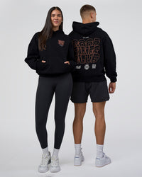 Duo wearing GTC CVC Fleece Unisex Oversized Hoodie - Black-Cantaloupe | Model:Both | Size:Duo | Thumbnail Index: 0