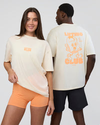 Duo wearing Kettle B FLXCotton Oversized Tee - Sugar Swizzle-Cantaloupe | Model:Both | Size:Duo | Thumbnail Index: 0