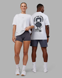 Duo wearing Kettlebell FLXCotton Oversized Tee - White-Black | Model:Both | Size:Duo | Thumbnail Index: 0