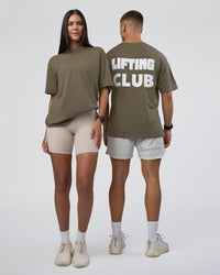 Duo wearing Lifting FLXCotton Oversized Tee - Walnut Grey-Hot Chocolate | Model:Both | Size:Duo | Thumbnail Index: 0