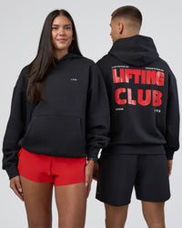 Duo wearing Lifting Unisex Oversized Hoodie - Black-Flame | Model:Both | Size:Duo | Thumbnail Index: 0