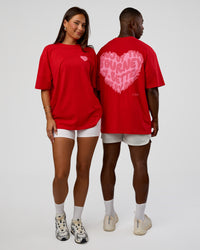 Duo wearing Love the Journey FLXCotton Oversized Tee - Flame-Candy Pink | Model:Both | Size:Duo | Thumbnail Index: 0