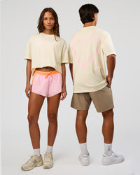 Duo wearing Love The Process FLXCotton Oversize Tee - Off White-Marshmallow | Model:Both | Size:Duo | Thumbnail Index: 0