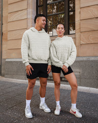 Duo wearing MVP Quilted Oversized Hoodie in Digital Mist-Geometric | Model:Duo | Size:Duo | Thumbnail Index: 1