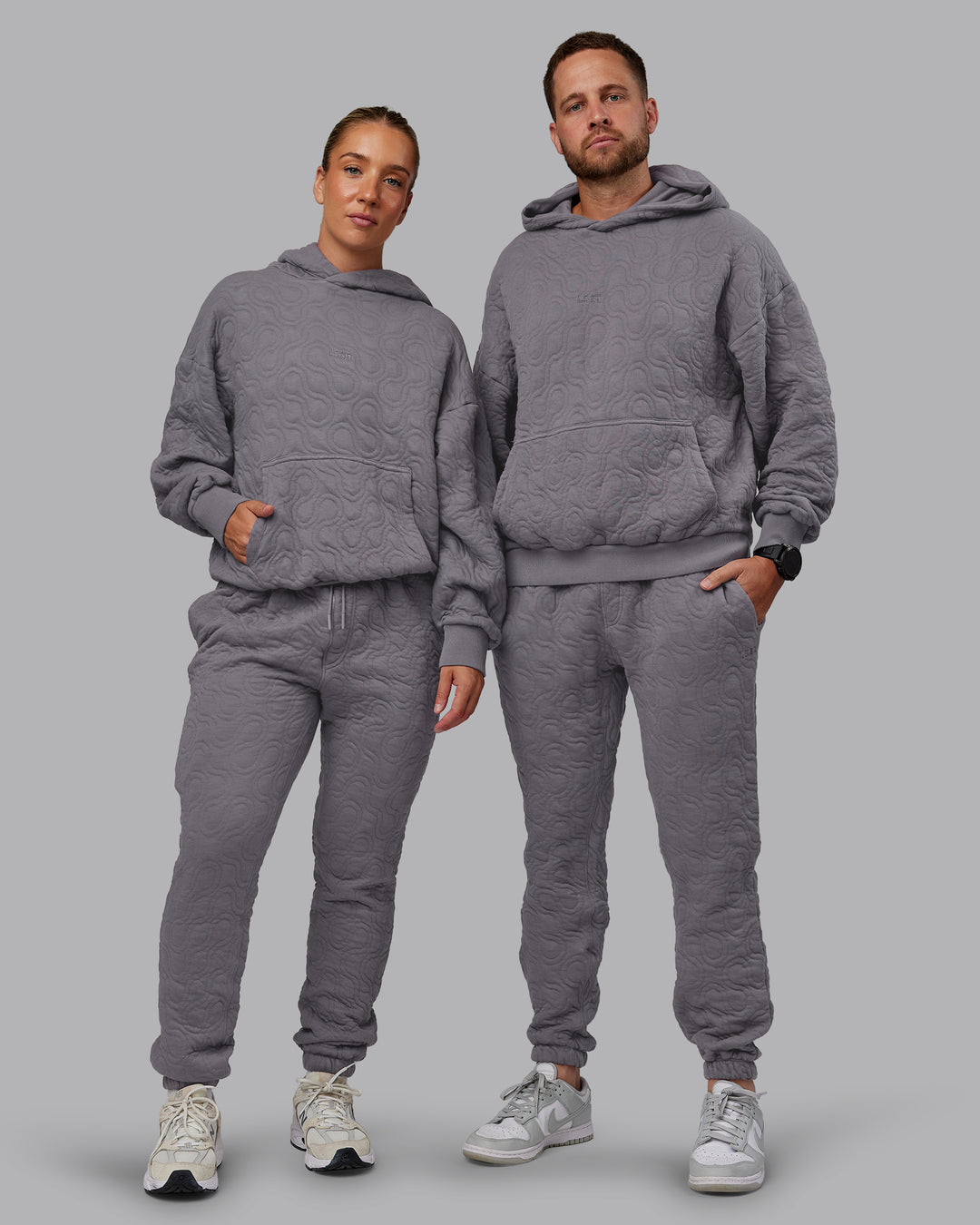 Duo wearing MVP Quilted Track Pant - Storm Front-Geometric | Model:Duo | Size:Duo - view 2