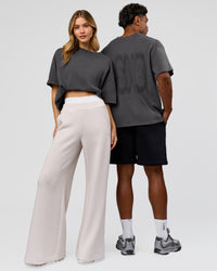 Duo wearing Memory in Motion Heavyweight Oversized Tee - Dark Storm Washed | Model:Both | Size:Duo | Thumbnail Index: 0