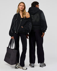 Duo wearing Memory in Motion Ultra Heavyweight Zip Thru Hoodie - Black Washed | Model:Both | Size:Duo | Thumbnail Index: 16