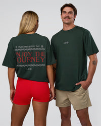 Duo wearing Merry Journey FLXCotton Oversized Tee - Vital Green-White | Model:Both | Size:Duo | Thumbnail Index: 0