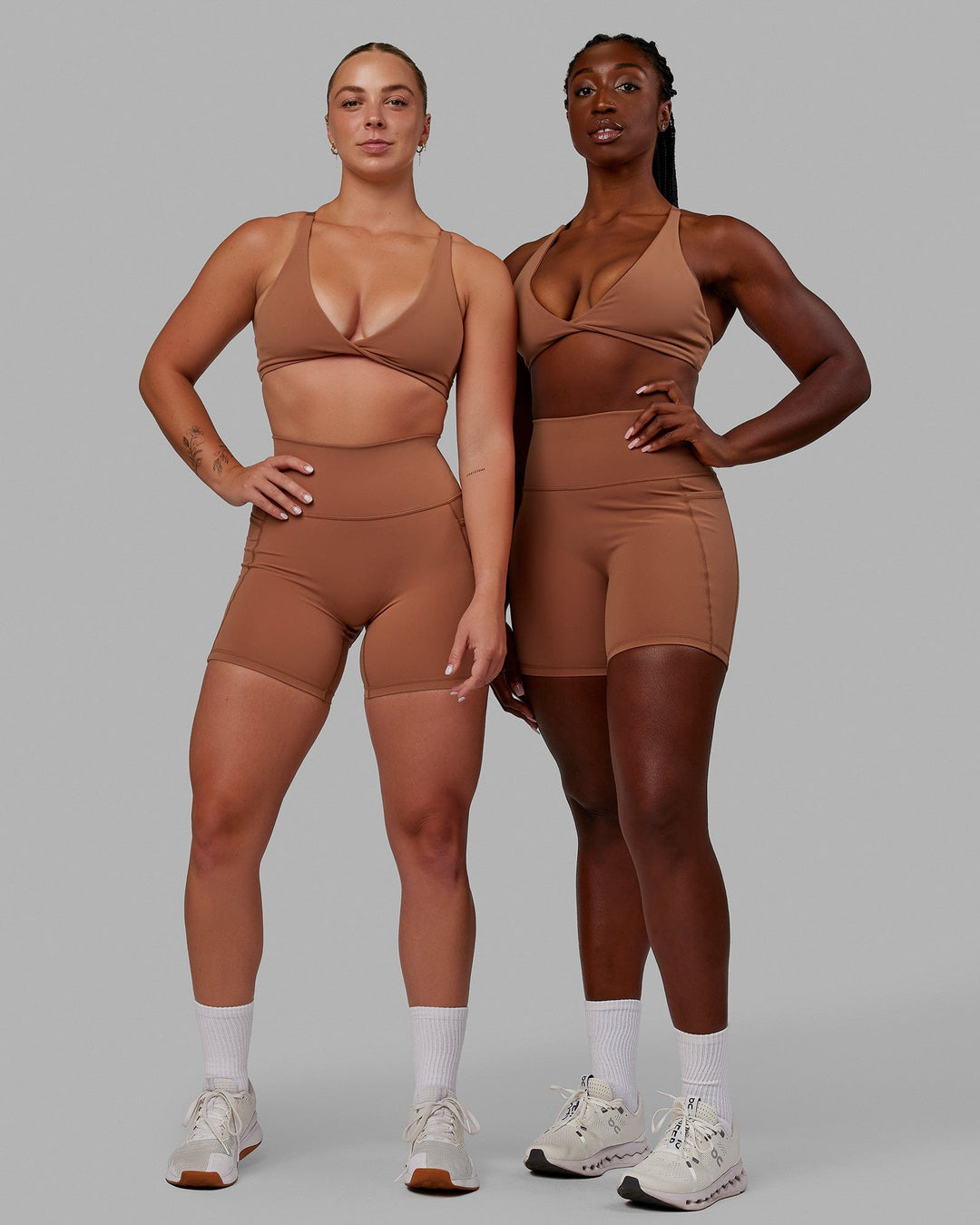 Woman wearing Nimble Sports Bra - Brick - view 9