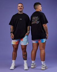 Duo wearing Our Journey Heavyweight Oversized Tee - Black-Rainbow | Model:Both | Size:Duo | Thumbnail Index: 2