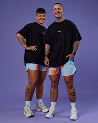 Duo wearing Our Journey Heavyweight Oversized Tee - Black-Rainbow | Model:Both | Size:Duo | Thumbnail Index: 8