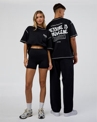 Duo wearing Pressure is Privilege Oversized Tee - Black-White | Model:Both | Size:Duo | Thumbnail Index: 0