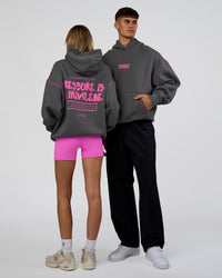 Duo wearing Pressure is Privilege Oversized Hoodie - Dark Storm-Ultra Fuchsia | Model:Both | Size:Duo | Thumbnail Index: 0