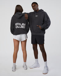 Duo wearing Runner’s Unisex Oversized Hoodie - Black Washed-White | Model:Both | Size:Duo | Thumbnail Index: 0