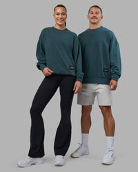 Duo wearing Segmented Oversized Sweater - Abyssal | Model:Both | Size:Duo | Thumbnail Index: 0
