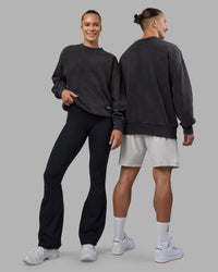 Duo wearing Segmented Oversized Sweater - Black Washed | Model:Both | Size:Duo | Thumbnail Index: 0