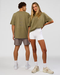 Duo wearing Shadow Mode FLXCotton Oversized Tee - Walnut Grey Washed | Model:Both | Size:Duo | Thumbnail Index: 0