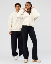 Duo wearing Shadow Mode Oversized Zip Through Hoodie - Off White | Model:Both | Size:Duo | Thumbnail Index: 0