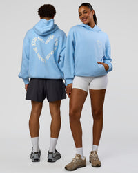 Duo wearing Unisex Love The Process Oversize Hoodie - Open Air-Off White | Model:Both | Size:Duo | Thumbnail Index: 0