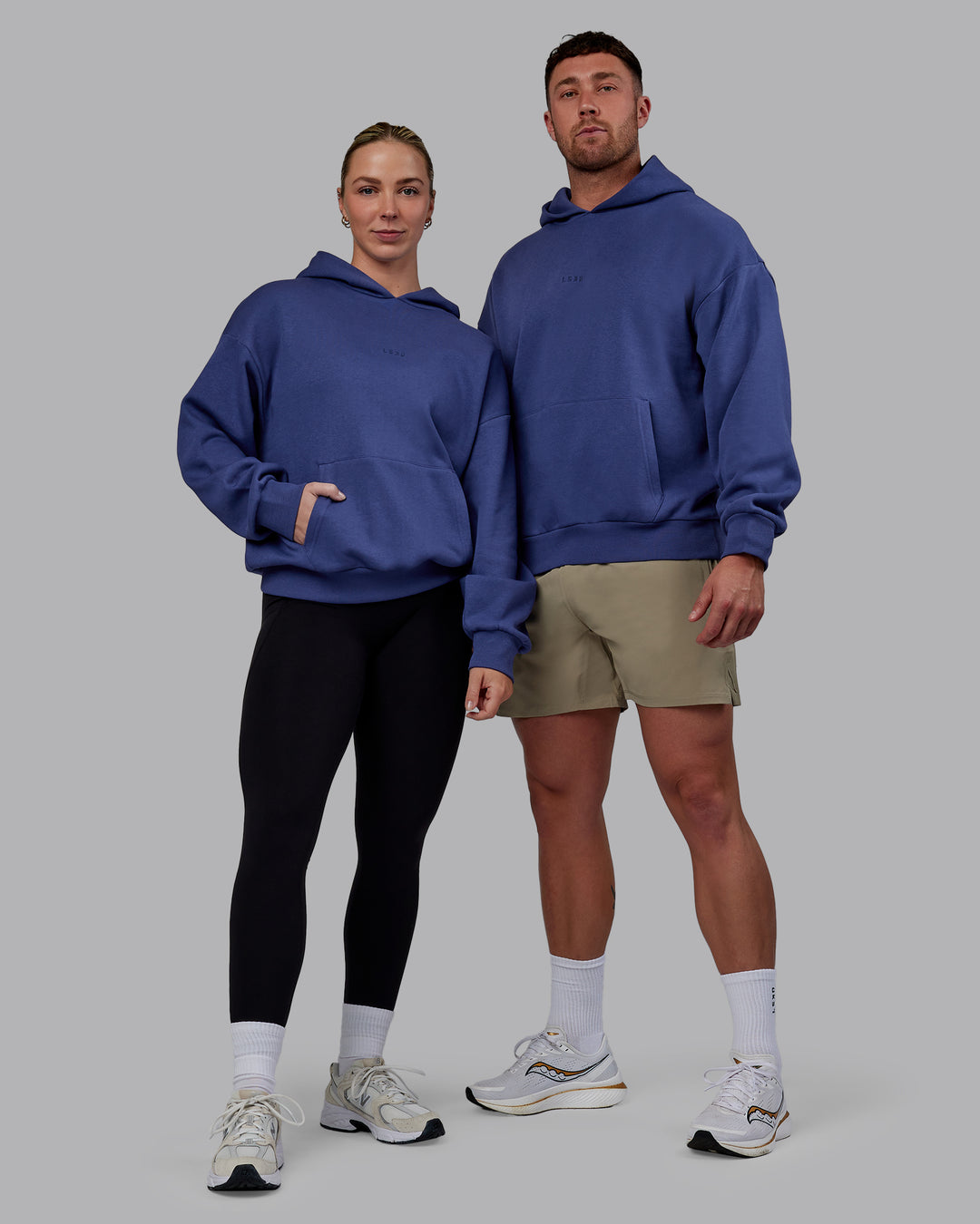 Duo wearing Unisex MVP Hoodie Oversize - Future Dusk - view 1