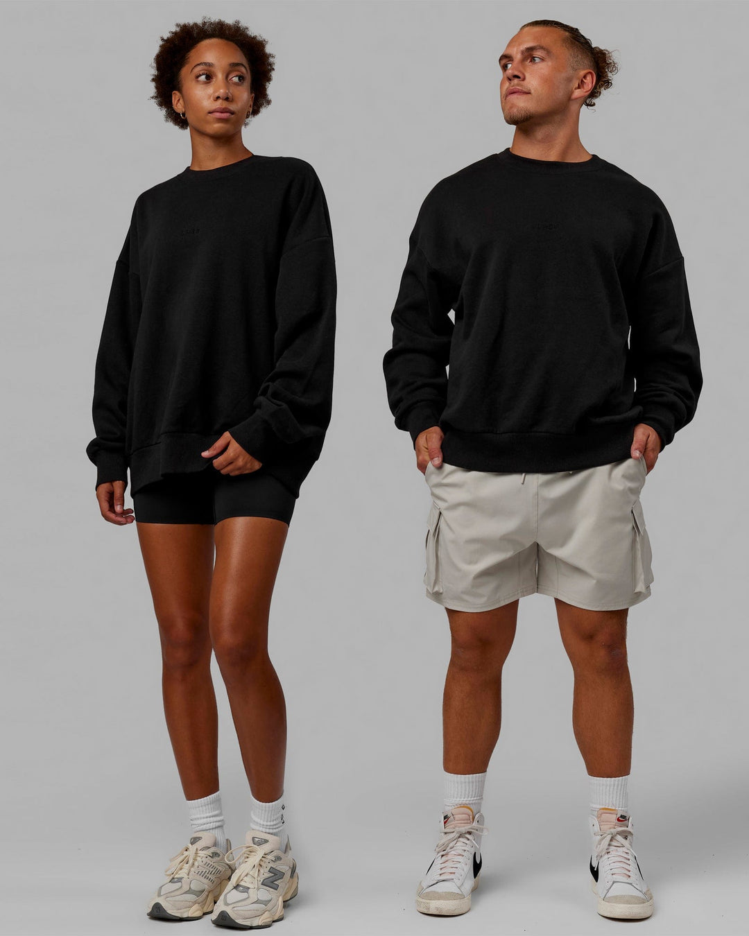Duo wearing Unisex MVP Sweater Oversize - Black - view 2