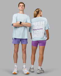 Duo wearing Unisex Push Boundaries FLXCotton Tee Oversize - Light Cyan-White | Thumbnail Index: 1
