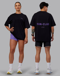 Duo wearing Unisex RUN CLUB FLXCotton Tee Oversize - Black-Purple Swirl | Thumbnail Index: 0