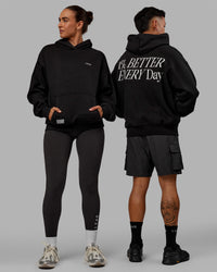 Duo wearing Unisex VS6 Hoodie Oversize - Black-White | Thumbnail Index: 0