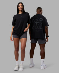 Duo wearing Variation Heavyweight FLXCotton Oversized Tee - Black-Black | Model:Both | Size:Duo | Thumbnail Index: 0