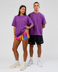 Duo wearing Pride Sticker Boxy Tee - Fresh Purple | Model:Bianca | Size:XS | Model:Albert | Size:M | Thumbnail Index: 19