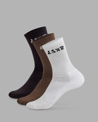 Endurance Crew Socks 3 Pack Box - White-Black-Chocolate Martini | Thumbnail Index: 0