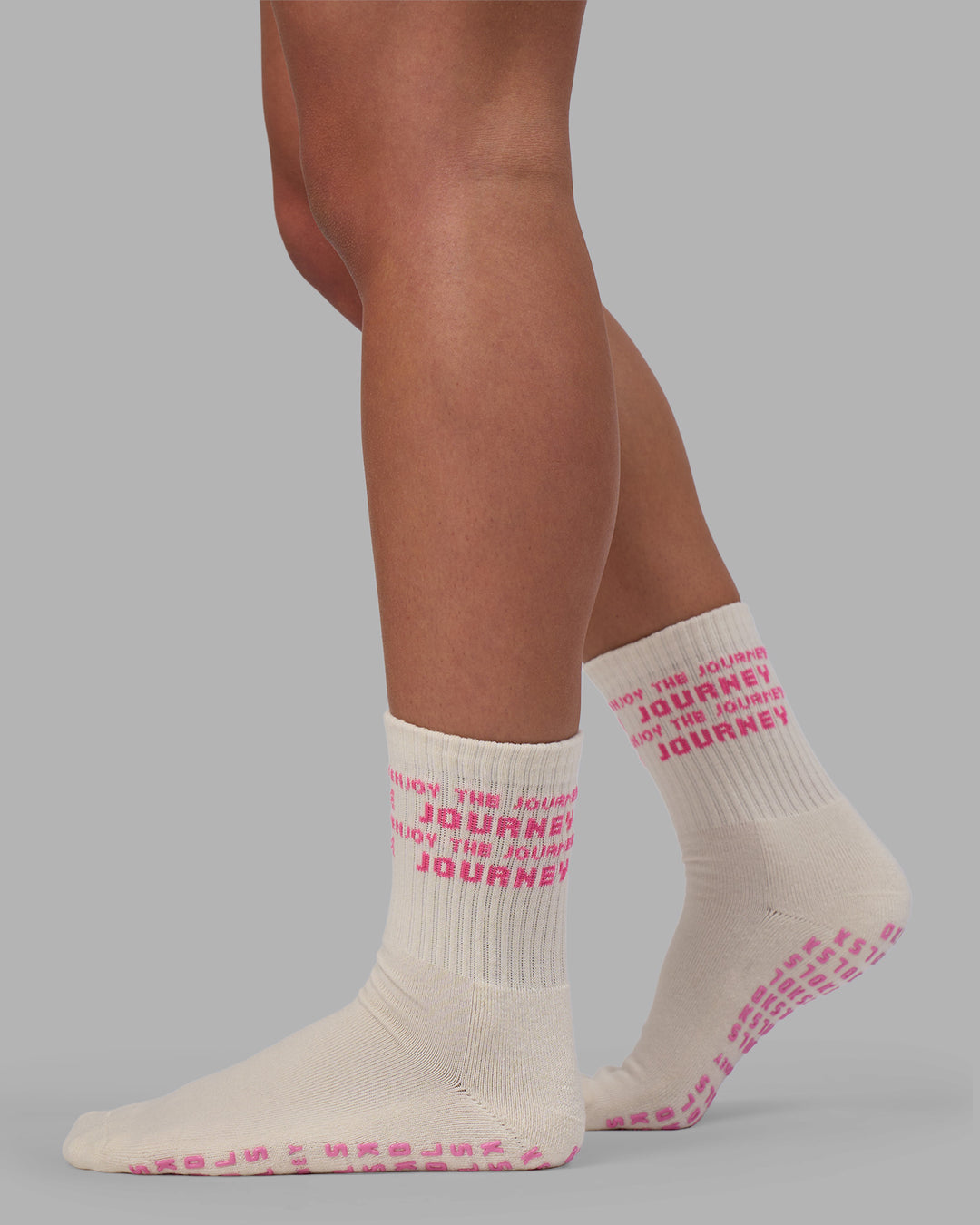 Enjoy the Journey Pilates Grip Socks - Off White-Ultra Pink - view 2