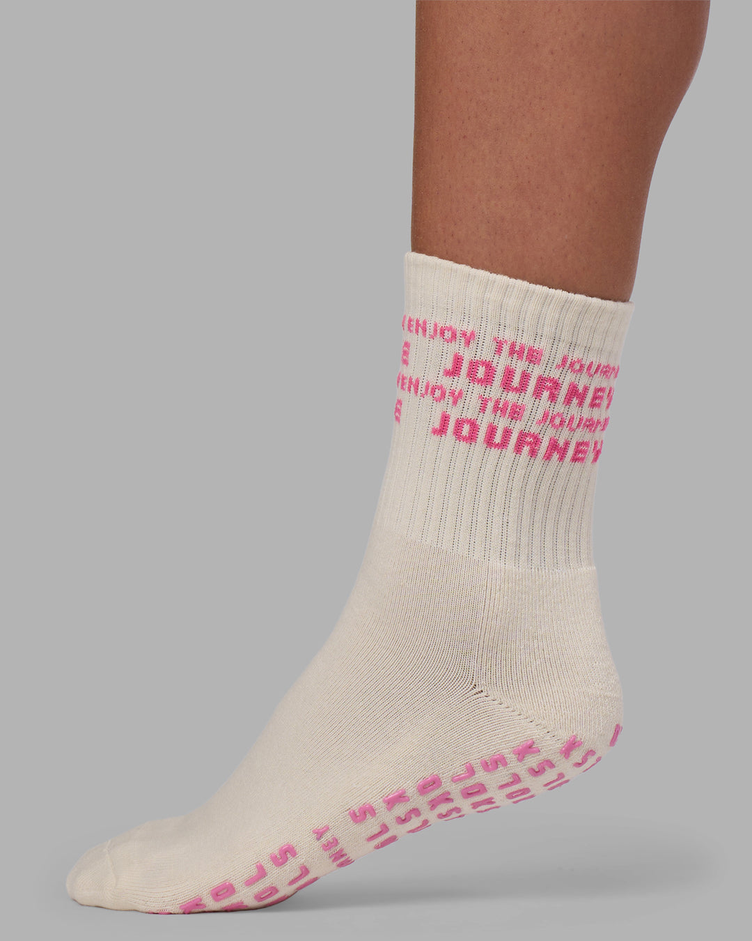 Enjoy the Journey Pilates Grip Socks - Off White-Ultra Pink - view 3