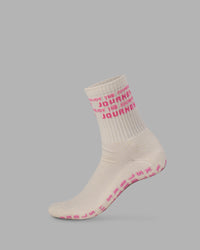 Enjoy the Journey Pilates Grip Socks - Off White-Ultra Pink | Thumbnail Index: 0