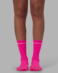 Fast Performance Crew Socks - Neon Pink-White | Thumbnail Index: 4