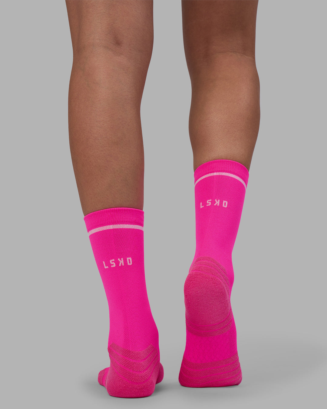 Fast Performance Crew Socks - Neon Pink-White - view 3