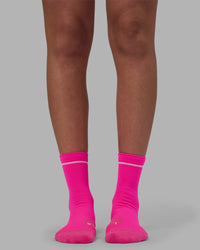 Fast Performance Quarter Socks - Neon Pink-White | Thumbnail Index: 2