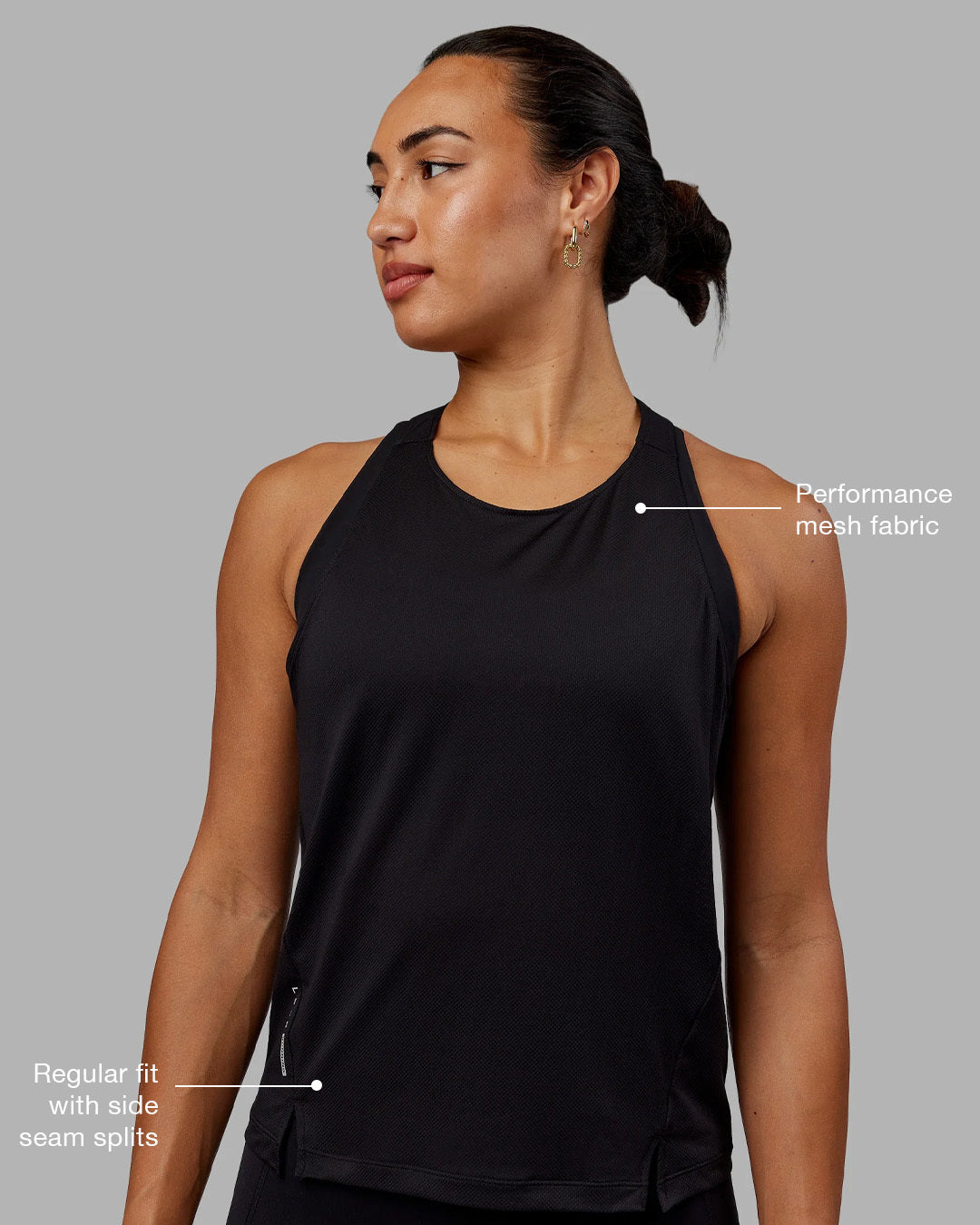 Woman wearing Pace Running Tank - Black - view 2